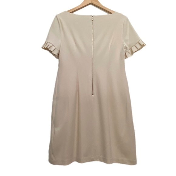 TOMMY Hilfiger dress ecru off white woven short sleeve summer flattering size 10 - Picture 2 of 16